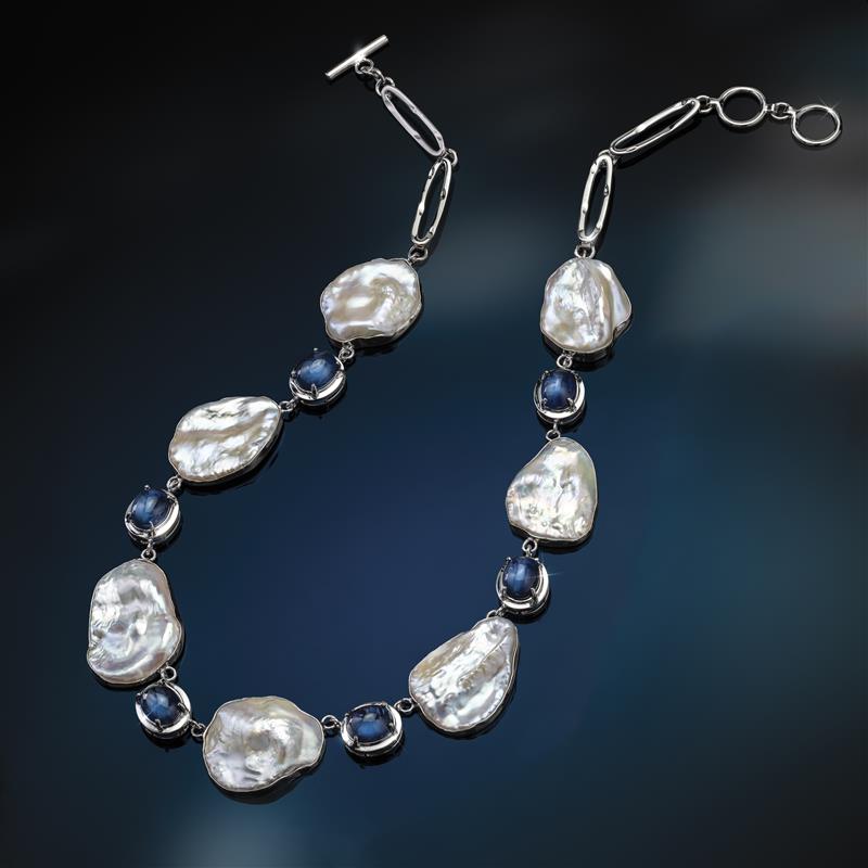 Kyanite & Baroque Pearl Necklace