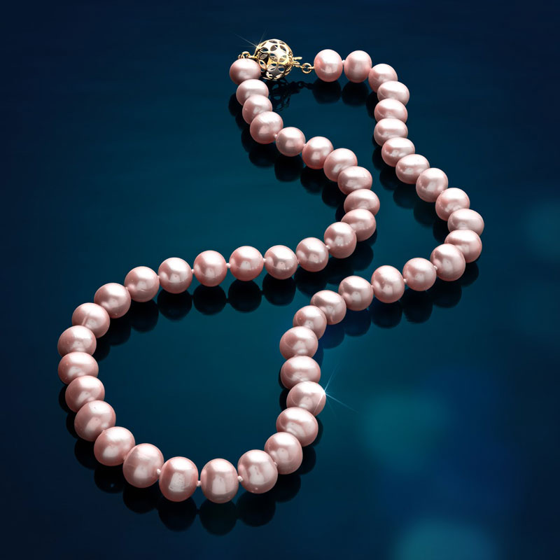 14K Yellow Gold and  Pink Freshwater Pearl Necklace