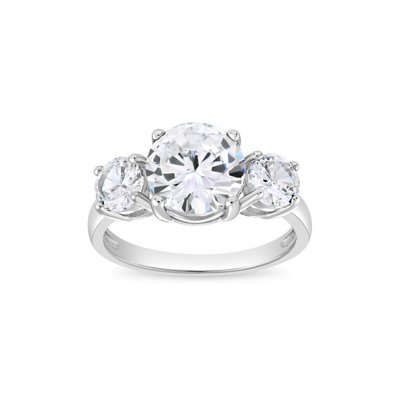 DiamondAura 3-Stone Classique Ring with FREE Earrings
