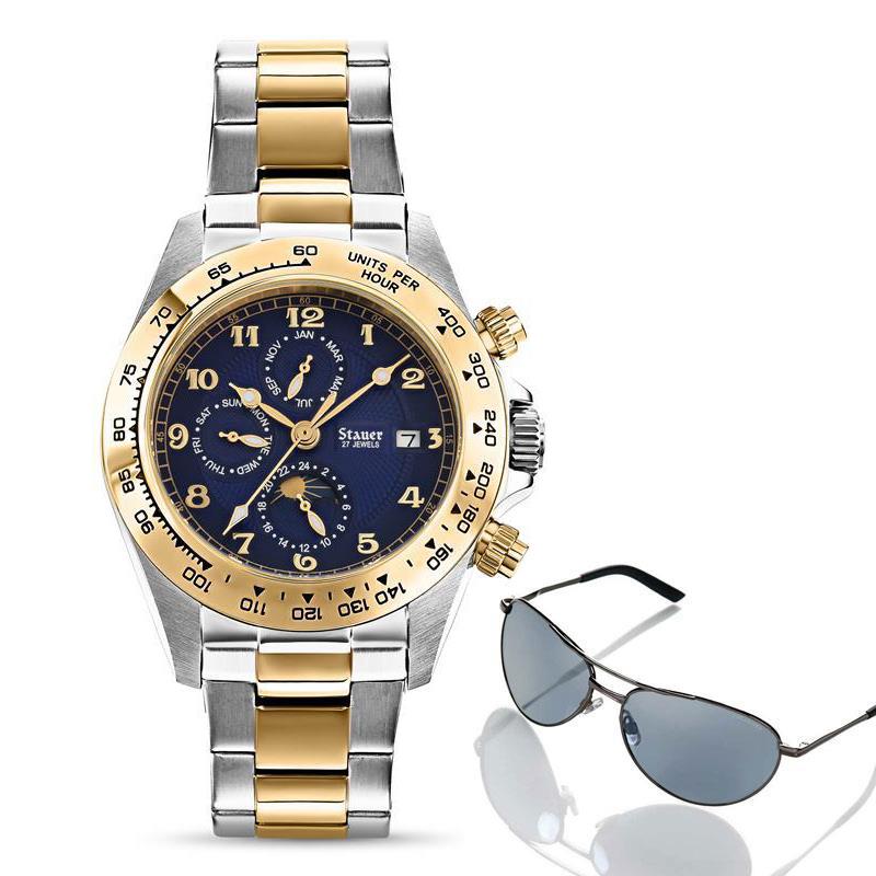 Stauer Corso Blue Dial Watch & Free Flyboy Sunglasses