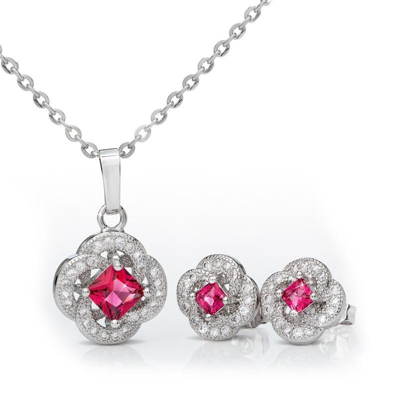 Red Clover Necklace and Earrings