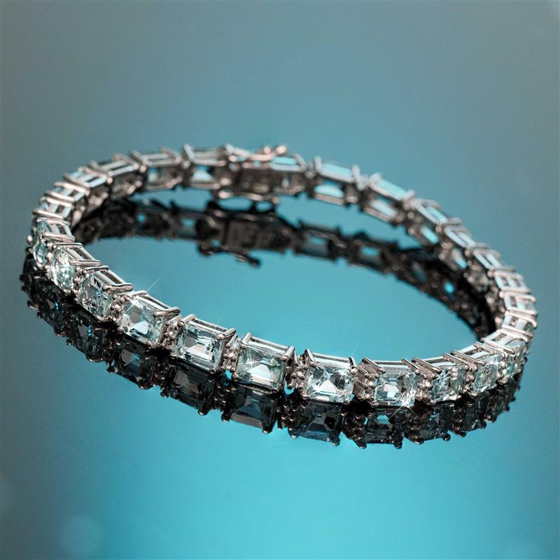 Labradorite + light blue aquamarine + Stone sterling silver crystal bracelet  - Shop cawaiidaisy Bracelets - Pinkoi