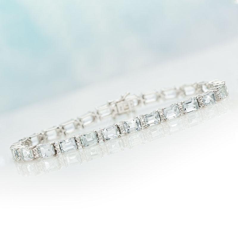 925 Sterling Silver Natural Aquamarine Oval Tennis Bracelet at Rs 4,500 /  Piece in Jaipur