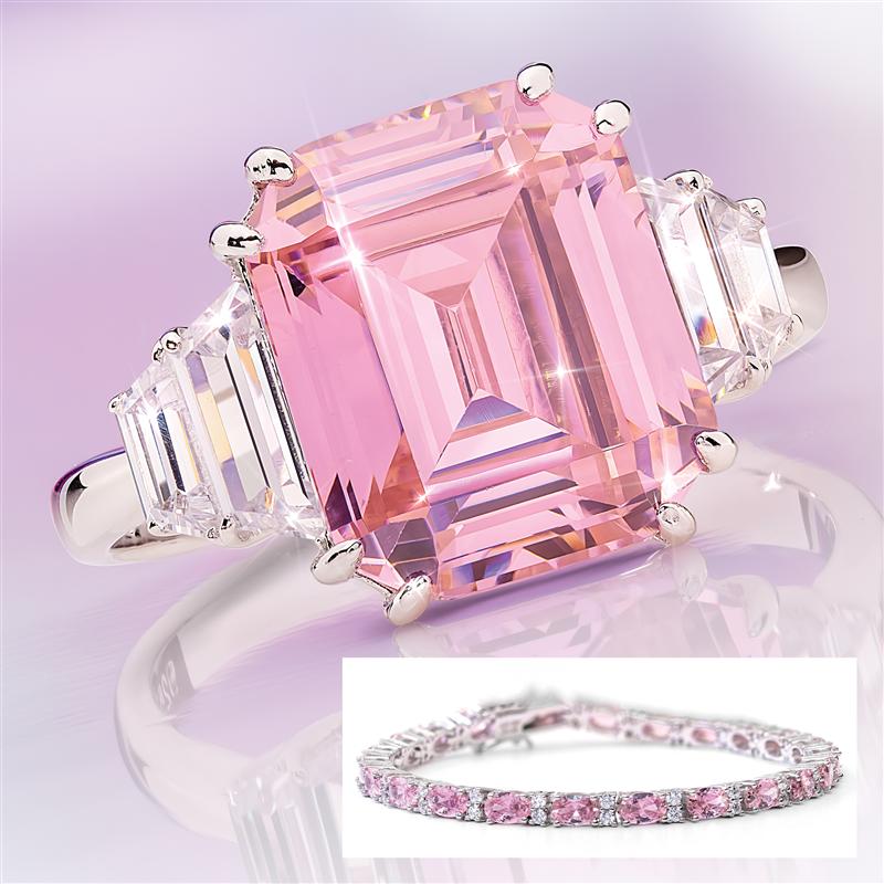 20 Million Pink Ring and Bracelet Set