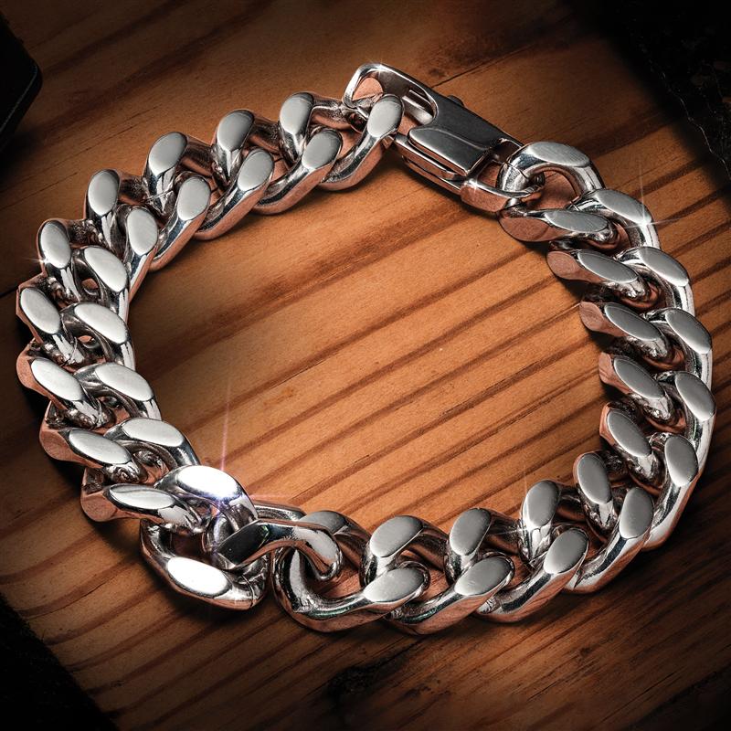 8mm Black Stainless Steel Curb Chain Bracelet | In stock! | Lucleon