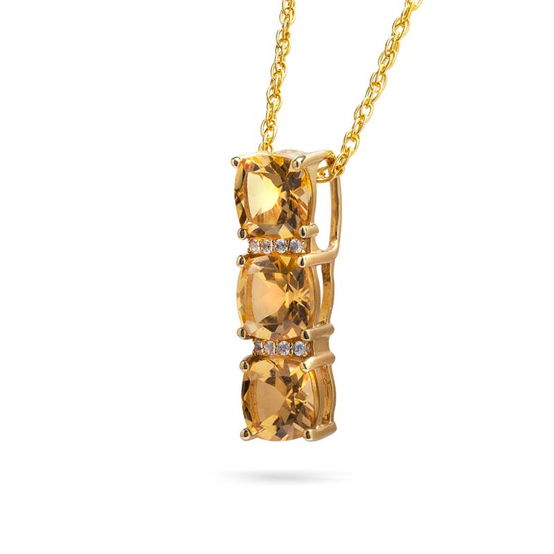 Champagne Citrine Three Stone Necklace