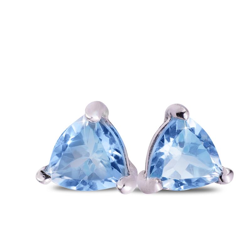 Trillion-Cut Blue Topaz Stud Earrings
