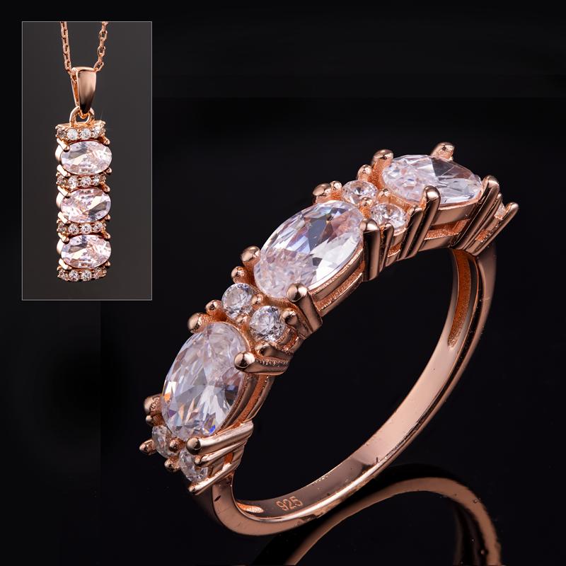 Stress-Free Glamour Ring & Necklace (Diamond White)