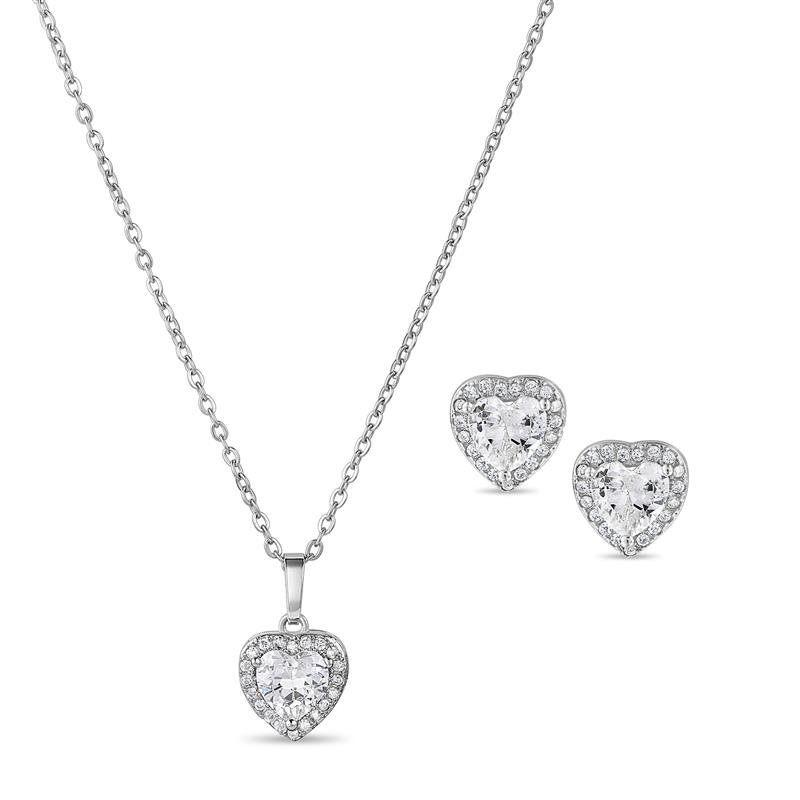 Heart Necklace Earrings Set /valentine Heart Jewellery/ Gold Jewellery Set  / Gold Setting Heart Crystal Stone Necklace Earrings Set 583 - Etsy