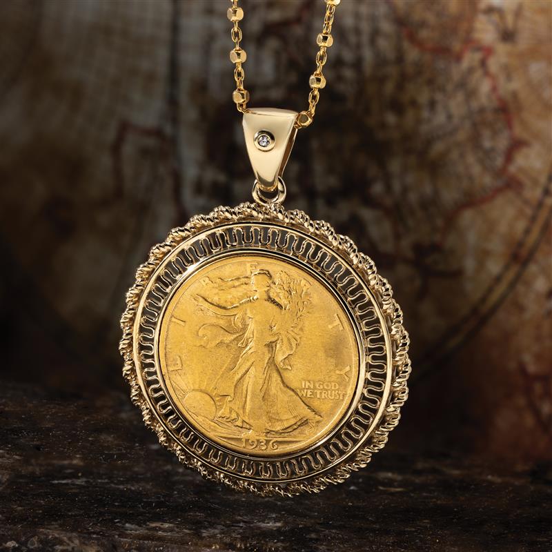 Buy American Gold Eagle Coin Pendant, Liberty Gold Coin Pendant, Dainty Gold  Coin Necklace, Reversible Coin Pendant, Unique Gift for Her Online in India  - Etsy
