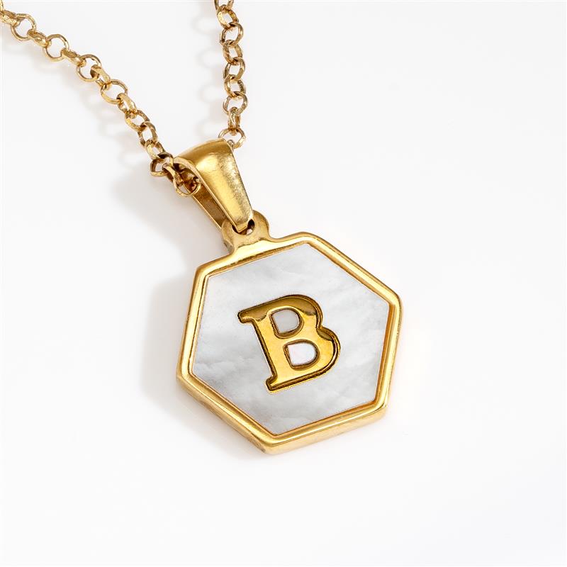 18K White Gold Diamond Letter B Necklace