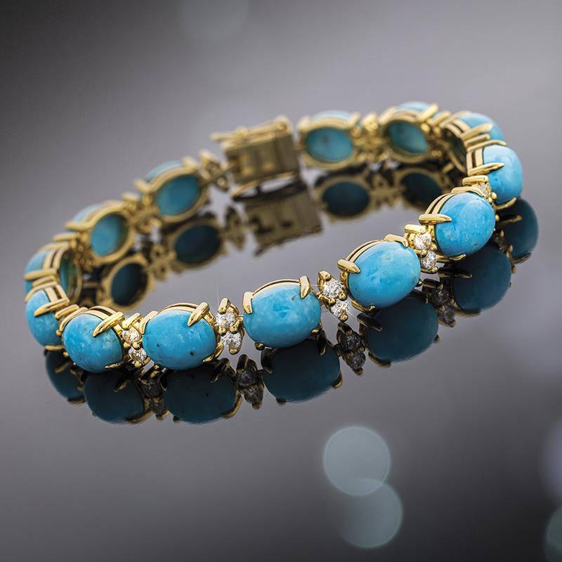 Vintage Cluster Navajo Turquoise Bracelet - Hoel's Indian Shop