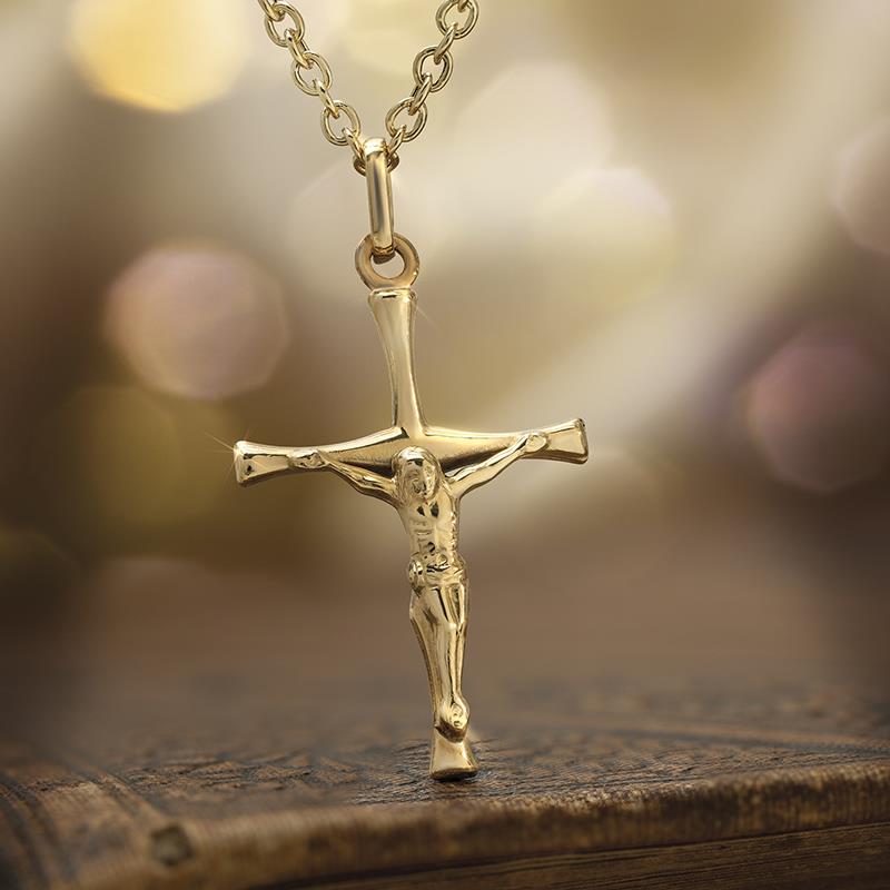 14k Gold Crucifix Pendant plus Chain