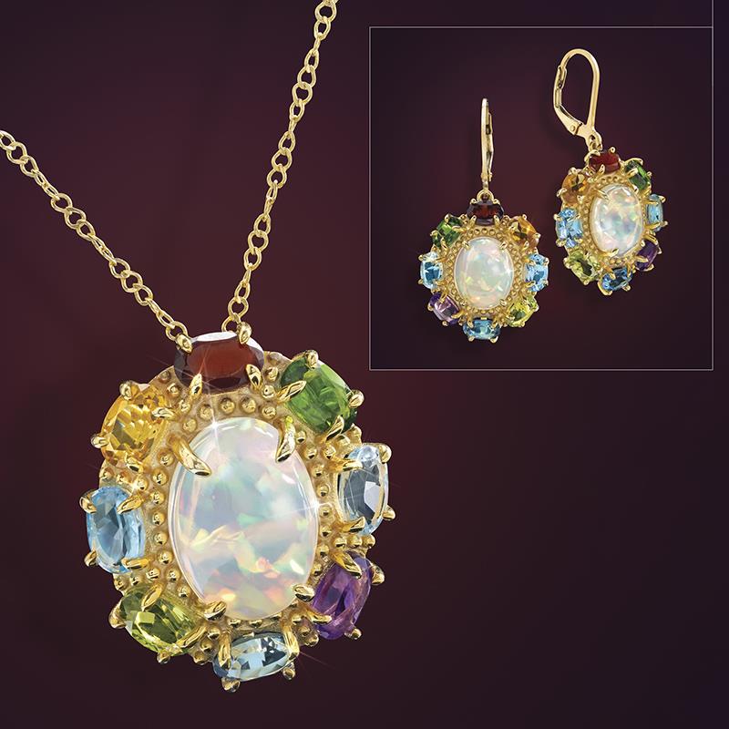 Vintage Floating Opal Pendant of 10k Gold - Trademark Antiques