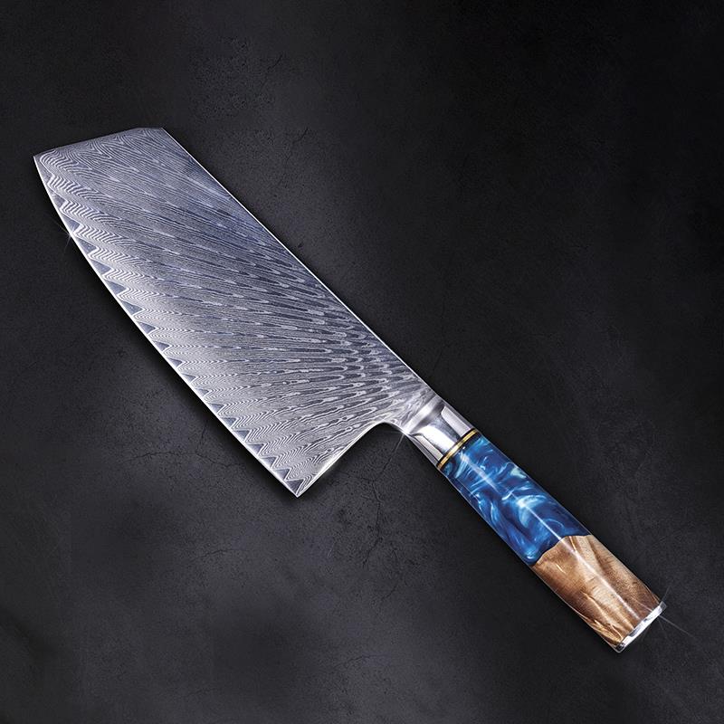 Blue Damascus Chefs Cleaver