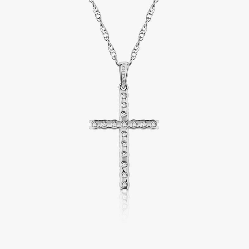 New Earth Lab Diamond Cross Necklace 3/4 ctw (sterling silver)