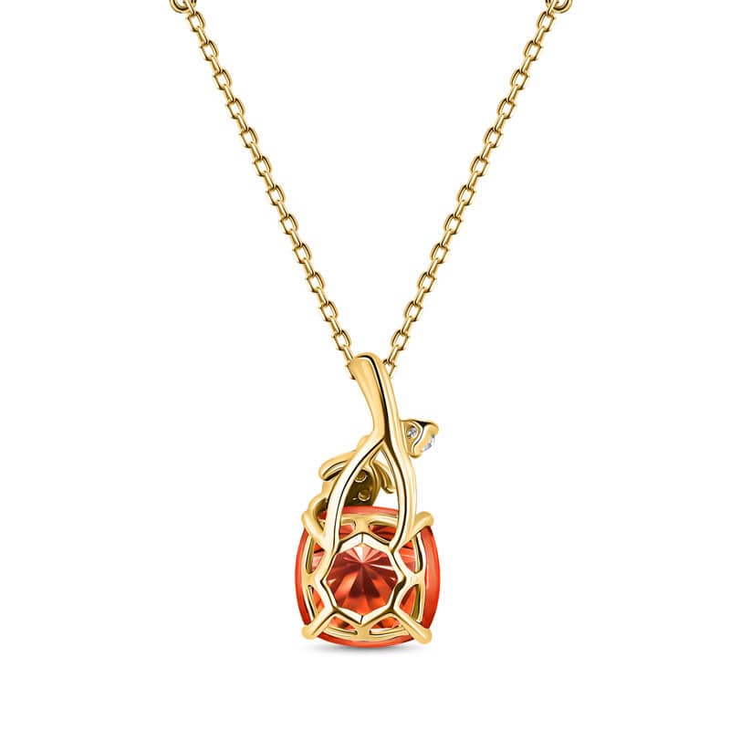14k Yellow Gold Fire Opal and Diamond Necklace