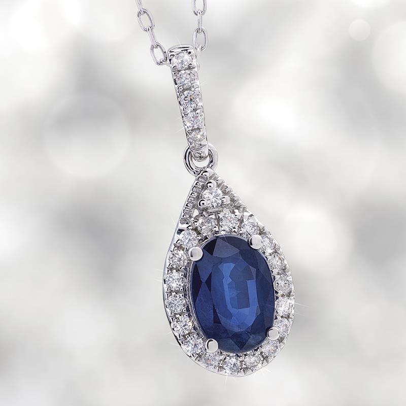 Fana Oval Sapphire and Diamond Pendant P1857S-14kt-Rose | Orloff Jewelers |  Fresno, CA
