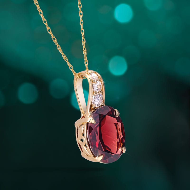 18k Yellow Gold Anthill Garnet and Diamond Necklace
