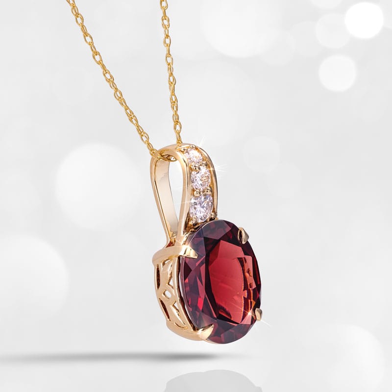 18k Yellow Gold Anthill Garnet and Diamond Necklace