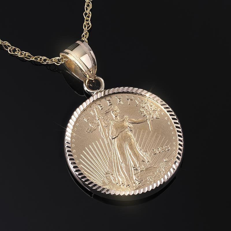 Liberty Eagle Gold Coin Pendant, 1/4 Dollar Liberty Gold Pendant, Gold Coin  Necklace, Eagle Gold Coin Pendant - Etsy