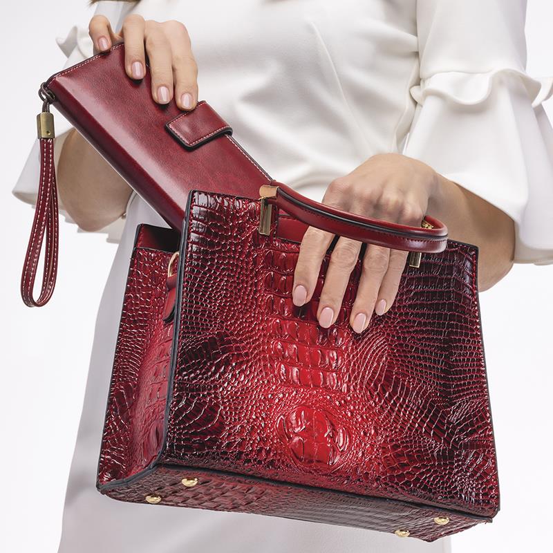 Crimson Croc Handbag