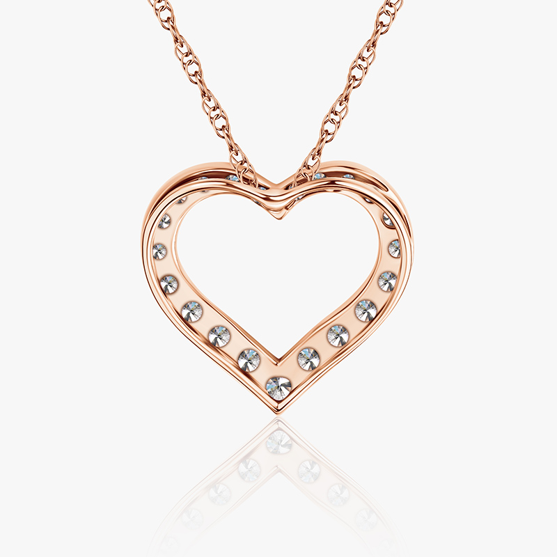 Rose Gold-Finished Heart Necklace (3/5 ctw)