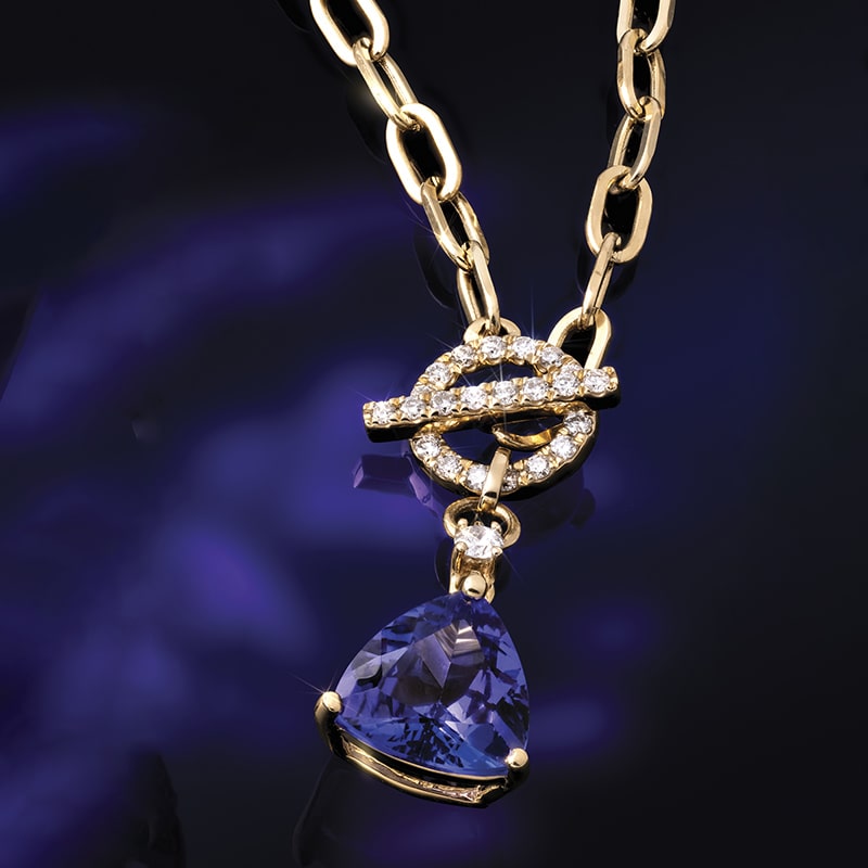 14k Yellow Gold Tanzanite and Diamond Necklace