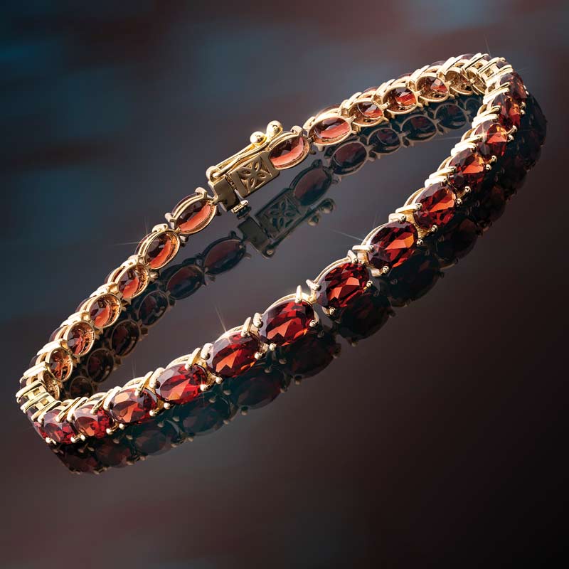 18k Yellow Gold Anthill Garnet and Diamond Bracelet