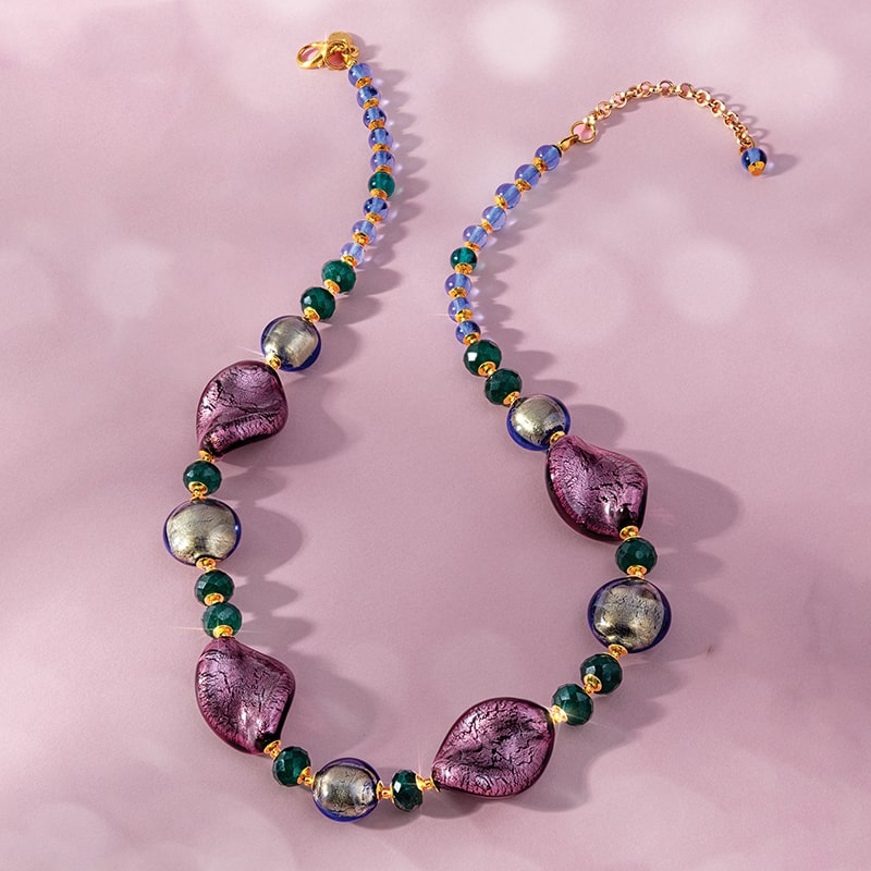 Murano ViolaVerdi Necklace, Bracelet, and Earrings