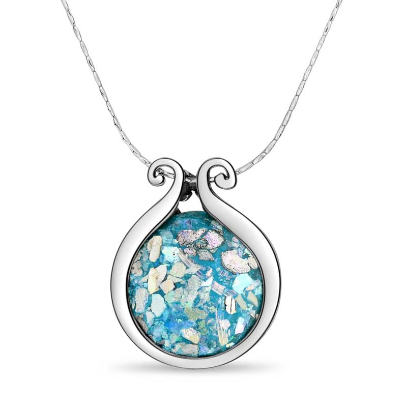 Blue Roman Glass Necklace