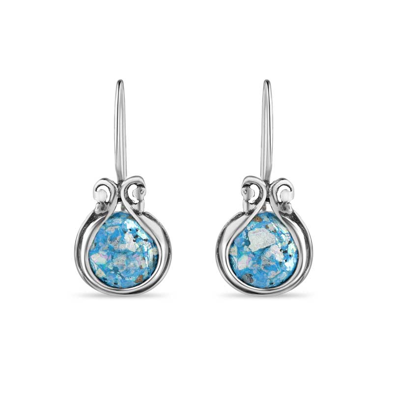 Blue Roman Glass Earrings