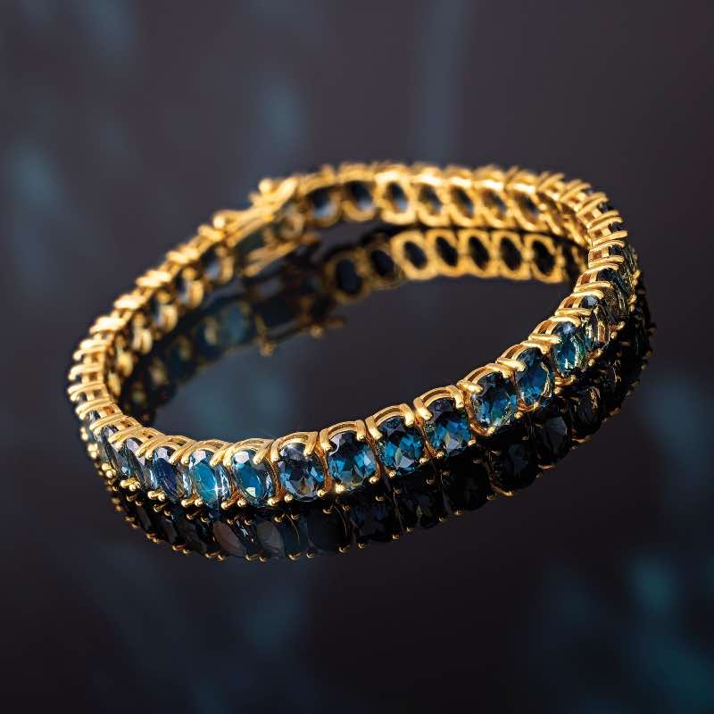 14K Gold-finished  Sterling Silver London Blue Topaz  Bracelet