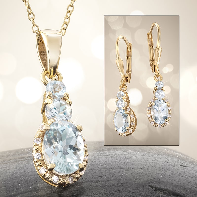 Fire & Ice Aquamarine Necklace and Earrings
