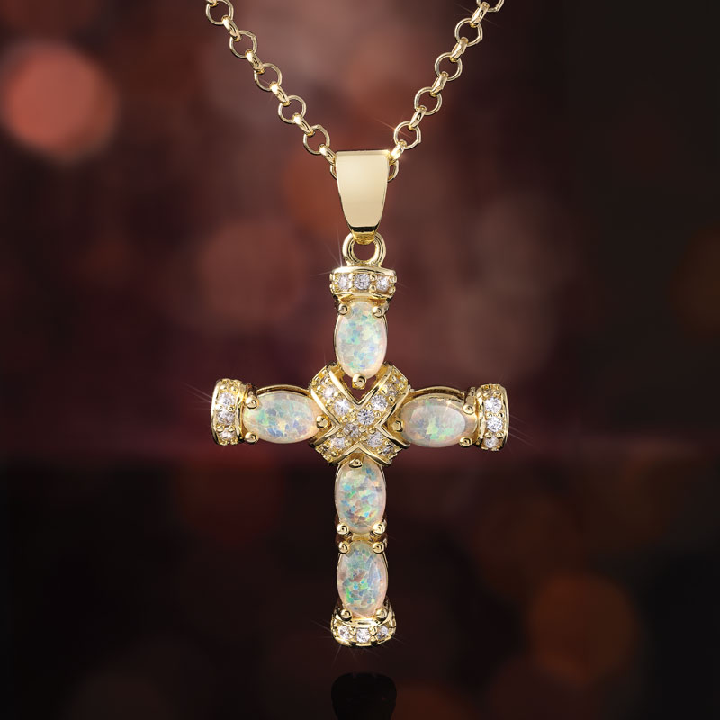 Opal Spirit Cross Pendant