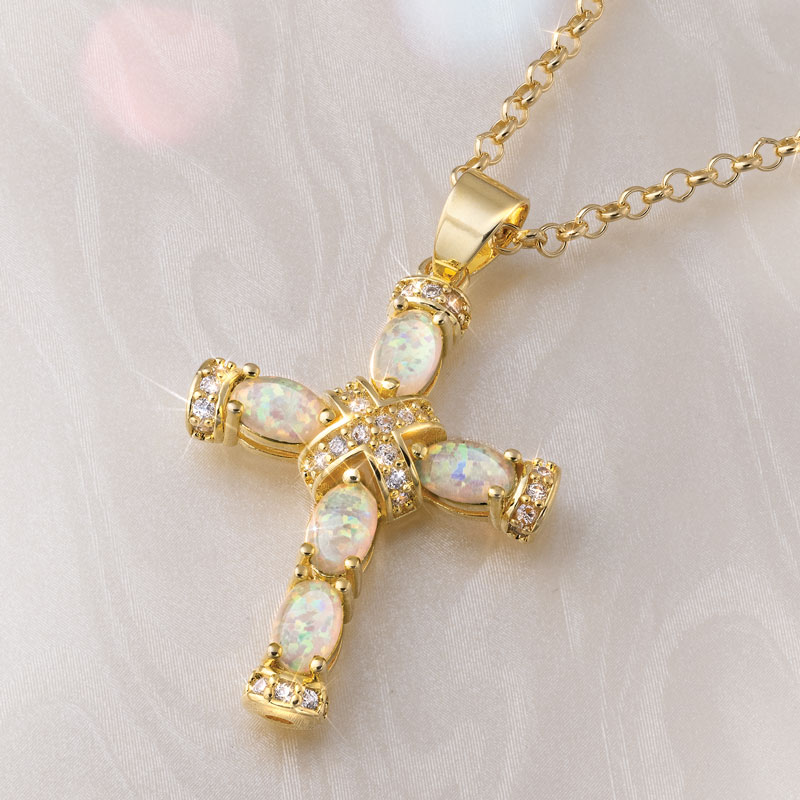 Opal Spirit Cross Pendant