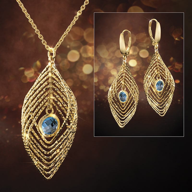 Tuscan Hills Blue Topaz Necklace and Earrings Set
