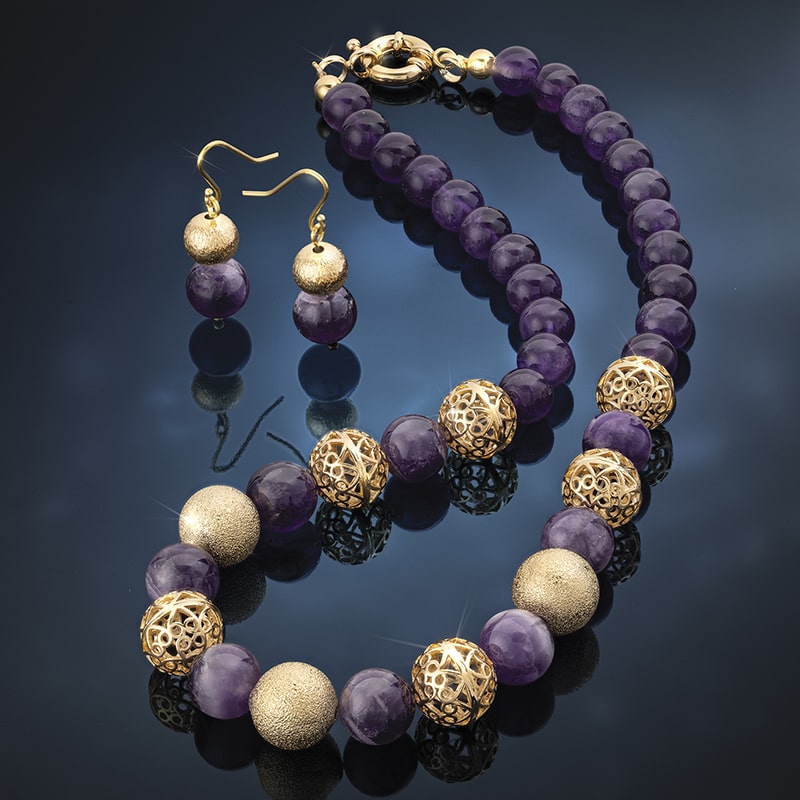 Italian-made Amethyst Necklace & Earrings