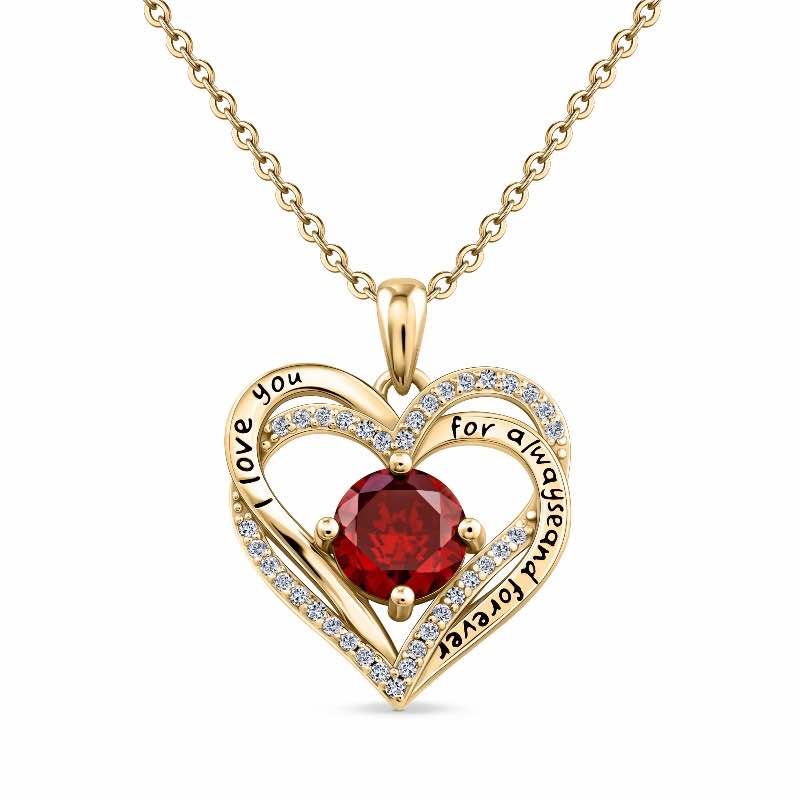 Heart of Forever Collection Pendant - Garnet Red DiamondAura (January)