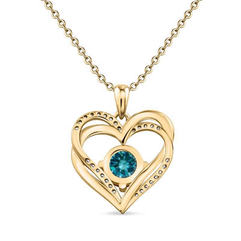 Heart of Forever Collection Pendant - Aquamarine Blue DiamondAura (March)