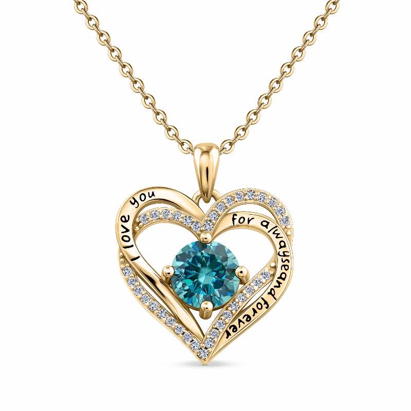 Heart of Forever Collection Pendant - Aquamarine Blue DiamondAura (March)