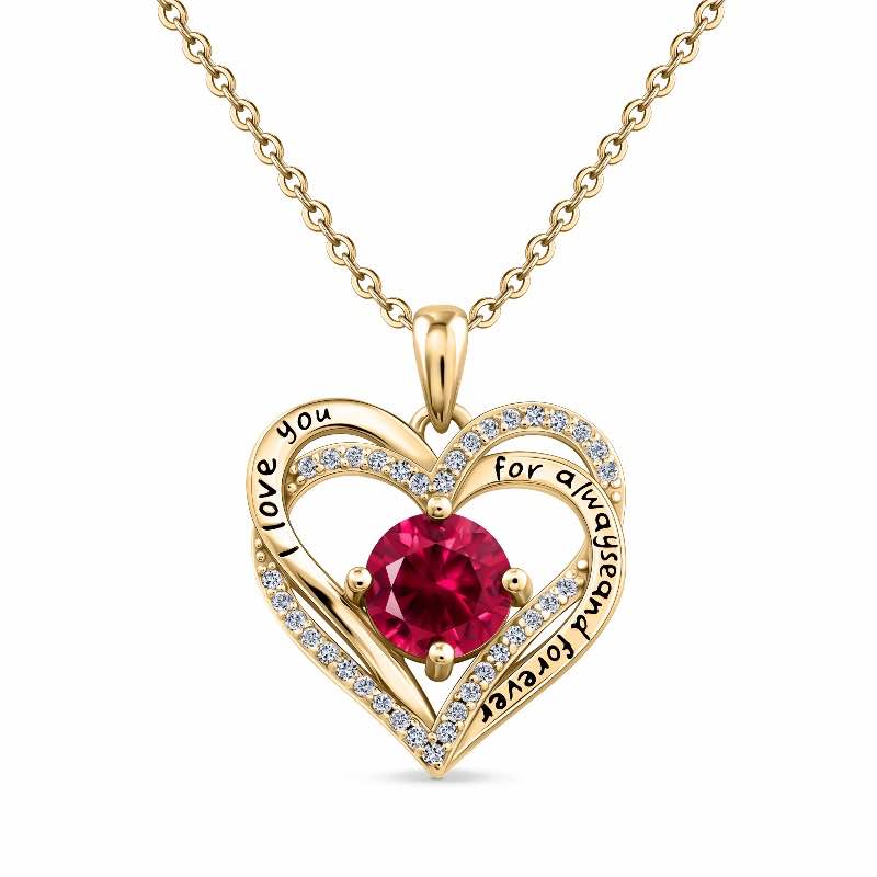 Heart of Forever Collection Pendant - Ruby Red DiamondAura (July)