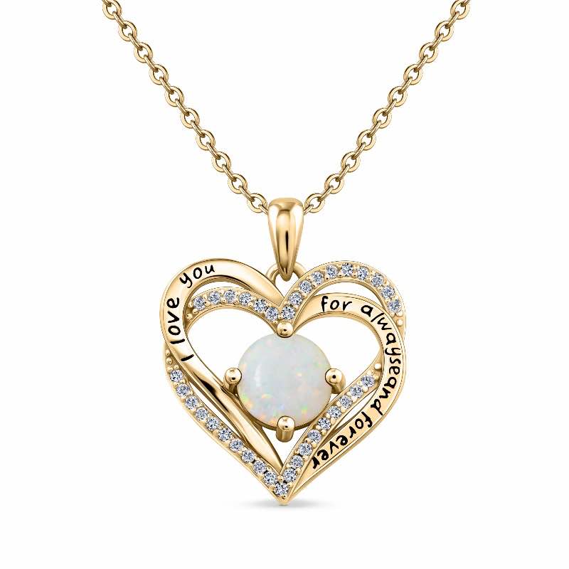 Heart of Forever Collection Pendant - Lab-Created Opal (October)