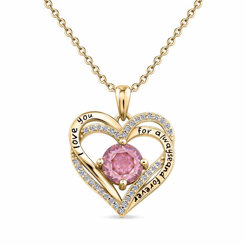 Heart of Forever Collection Pendant - Tourmaline Pink DiamondAura (October)