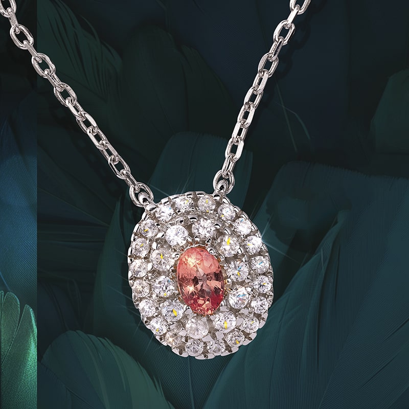 Padparadscha and White Zircon Necklace