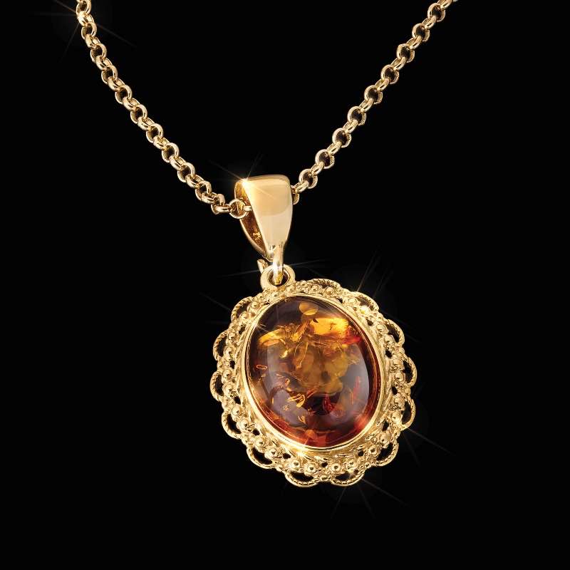 Time Capsule Amber Pendant, Chain and Earrings Set