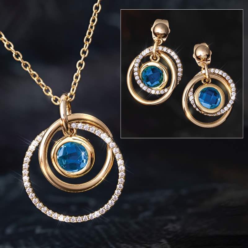 Galileo Blue Topaz Necklace and Earrings