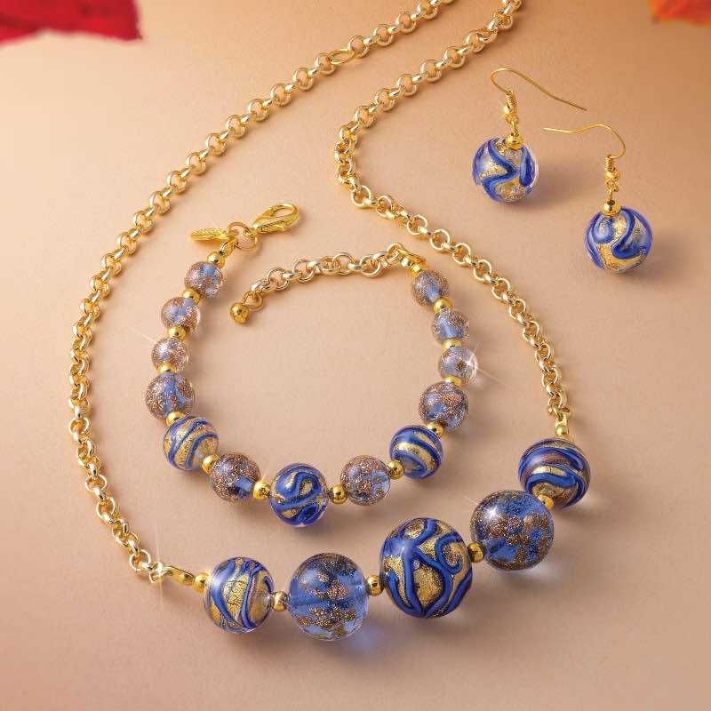 Ca D'Oro Murano GlassNecklace, Bracelet and Earrings