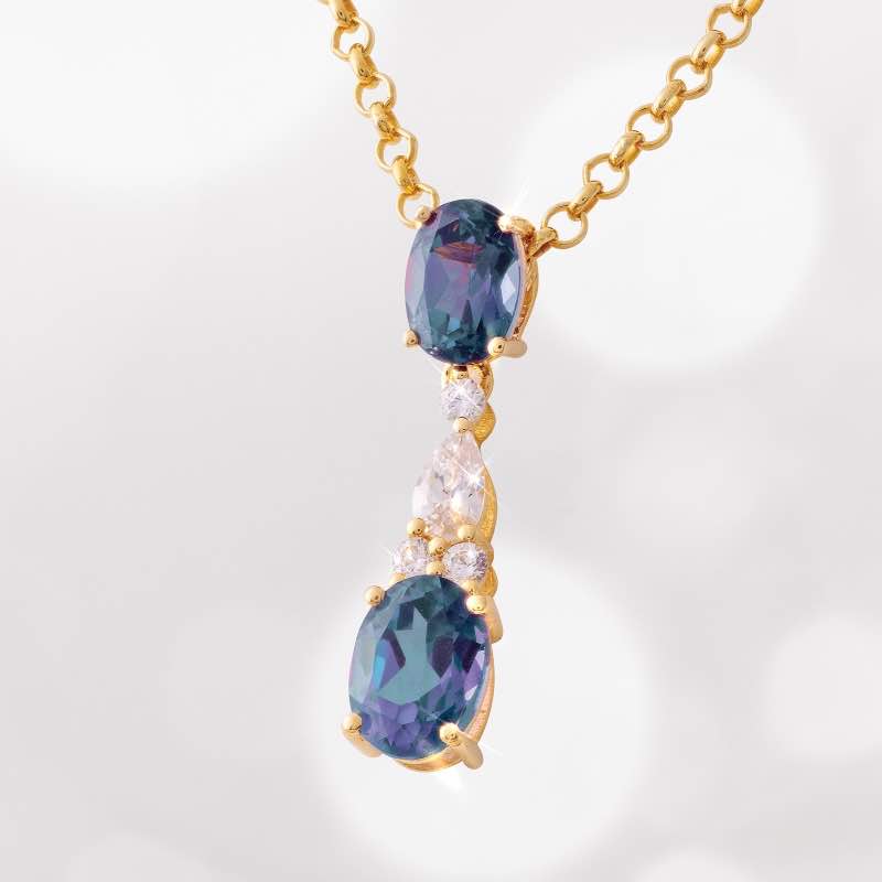 Moonlight Alexandrite Pendant, Chain & Earrings