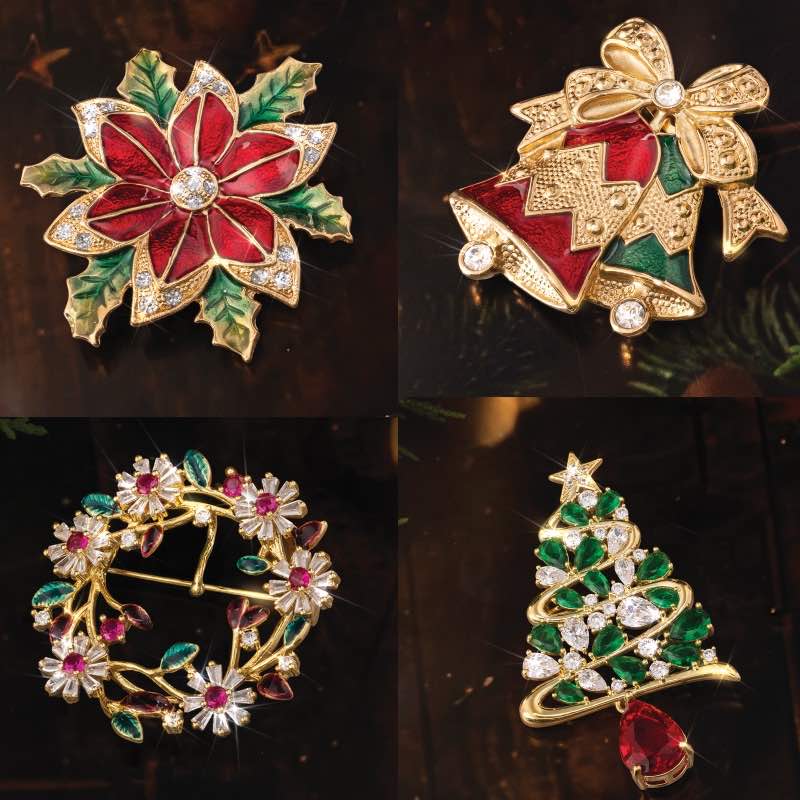 Festive Brooch  Collection (All Four Brooches)